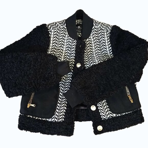 7 FOR ALL MANKIND Tweed Sherpa Bomber Jacket - Like New - Picture 13 of 15
